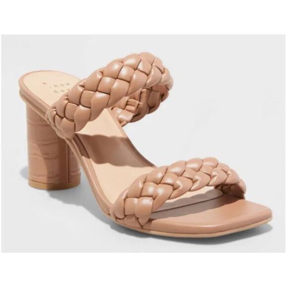 A New Day  Heels Beige Tan Basil Mule Shoes Women's Sz 11 NWT - Picture 1 of 3